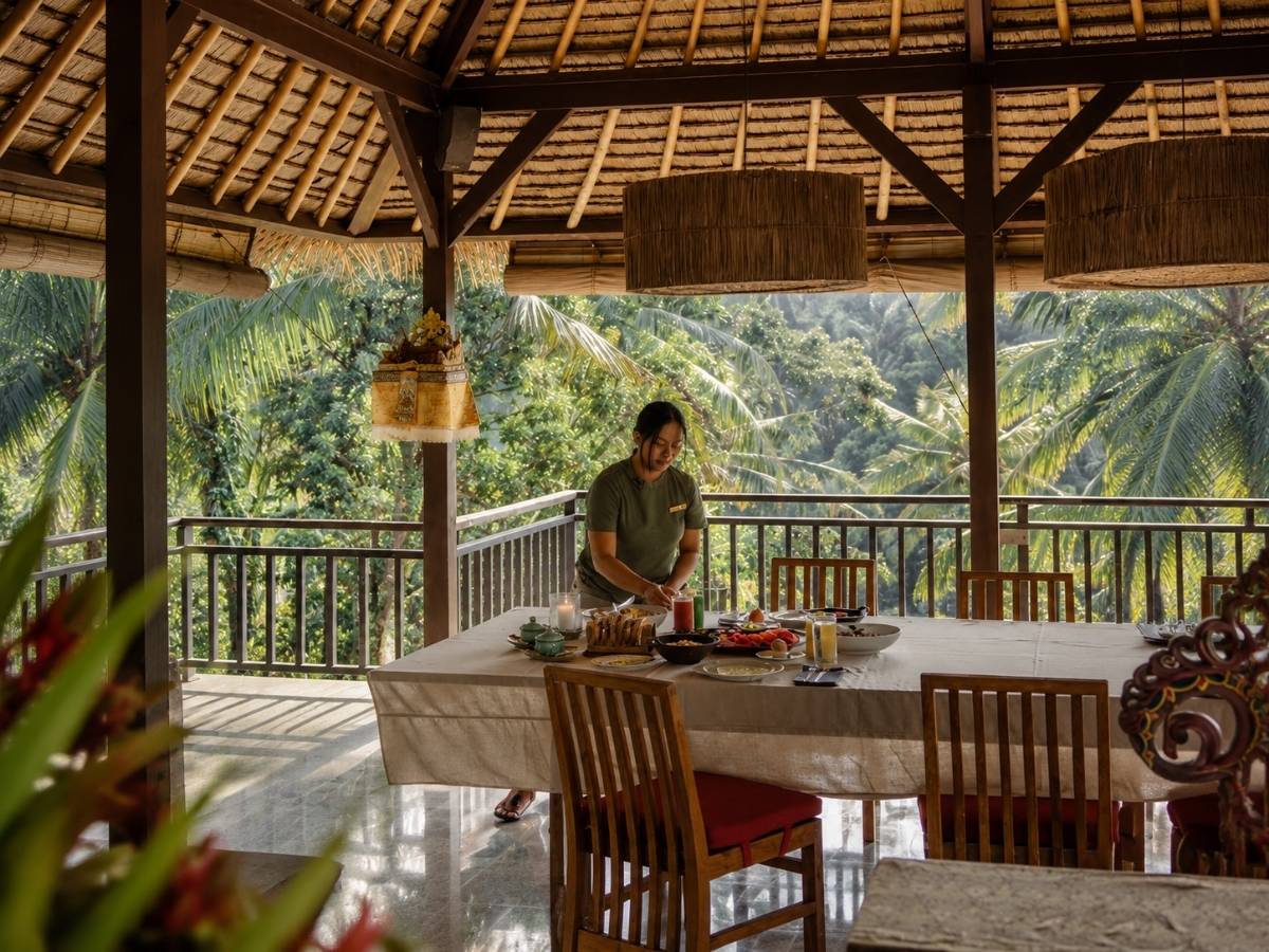in villa dinner at Amala Villas Ubud